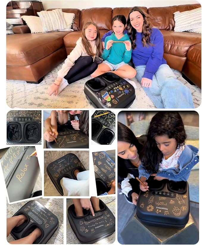 MOUNTRAX Shiatsu Foot Massager with Heat, Deep Kneading Foot Massager for Plantar Fasciitis, Neuropathy, Improve Circulation and Pain Relief – DIY Customizable Design Foot Massage with Drawing Pen