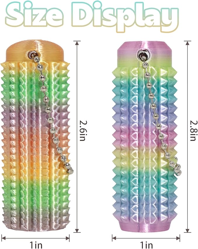 Little Ouchies Fidget Toys,Pain Stim Fidget Toy Reduce Stress for Adults,Anxiety Relief Pain Stim,Spiky Fidget Keychain for Anxiety and Stress Reduction,Novelty Gifts for Friends(2PCS/Rainbow)