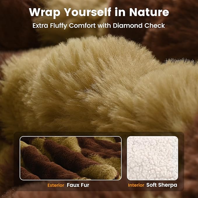 Bearhug Heated Throw Blanket, 50" × 60" Electric Throw, Faux Fur & Warm Sherpa, 4h Auto-Off Timer & 6 Heating Levels,ETL Certified, Machine Washable, Gift Box Packaging