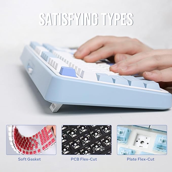 EPOMAKER TH99 Tri-Mode Wireless Mechanical Keyboard with 8000mAh Battery, Hot Swappable Custom RGB Gaming Keyboard with Numpad, Gasket Creamy for PC/Mac/Office (Blue&White)