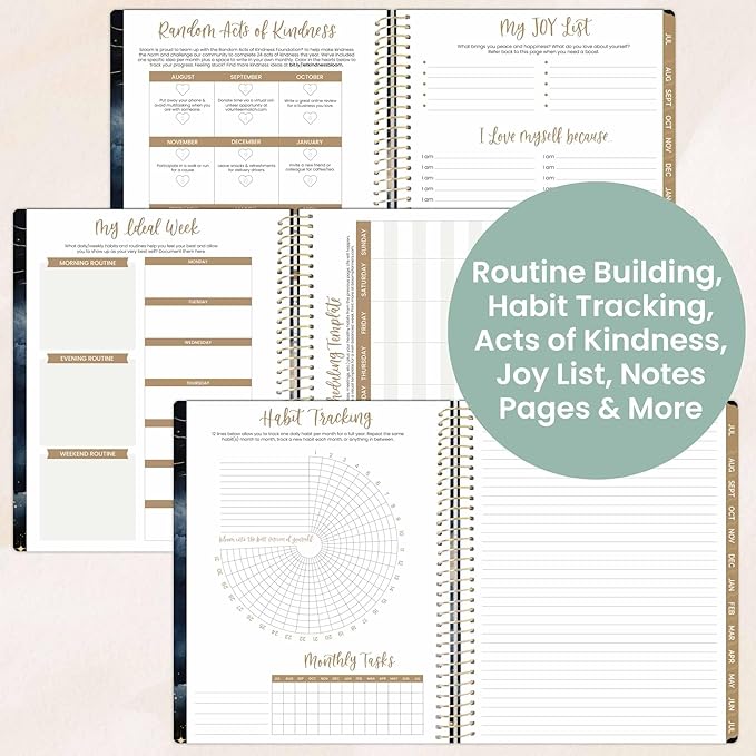 bloom daily planners 2025-2026 (8.5" x 11") Academic Year Day Planner (July 2025 - July 2026) - Weekly & Monthly Dated Agenda Organizer with Stickers & Tabs - Midnight Sky