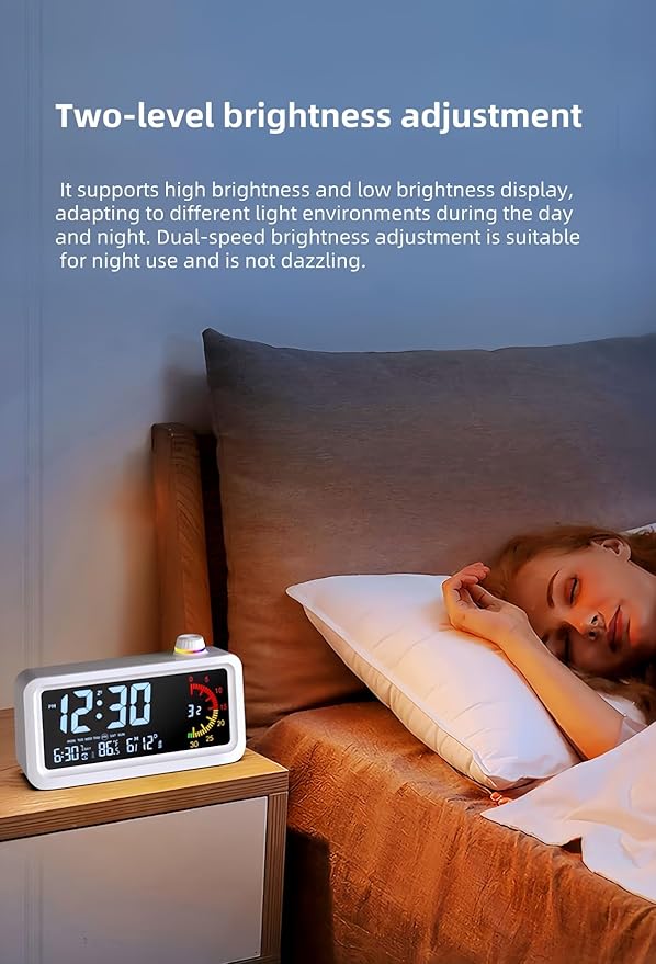Digital Alarm Clock Night Light Visual Timer, LCD Time Reminder with 3 Alarms, Snooze,Temperature Display, Ideal for Family Education Teaching and Time Management Gifts for Kids (Color Blue)