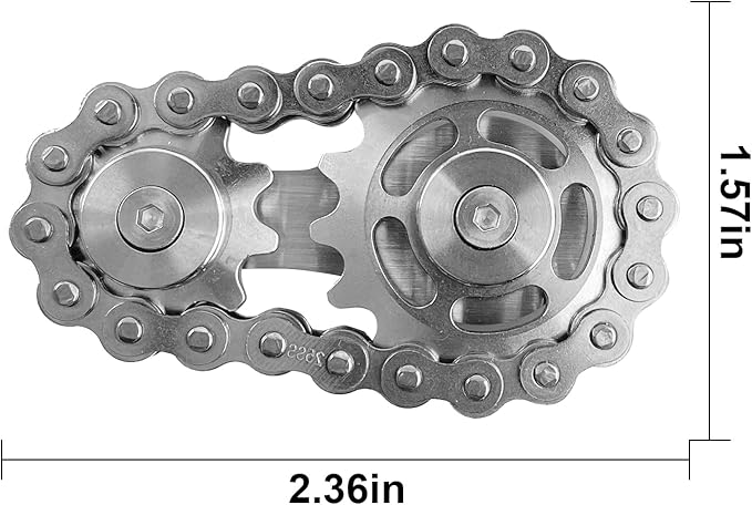 Bike Chain Gear Fidget Spinner, Metal Sprocket Chain Fidget Toy, Stress Anxiety Relief Fidget Toy, Stainless Steel Durable Mechanics W/Smooth Bearings EDC Novelty Toy (Silver)
