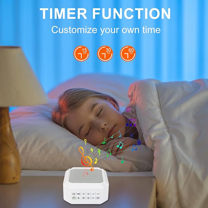 LUXSWAY Sound Machine, White Noise Machine for Adults Kids Baby | 8 Non-looping Sounds | Powered by AC or USB | Timer | Easy to Pocket and Travel – Classic White