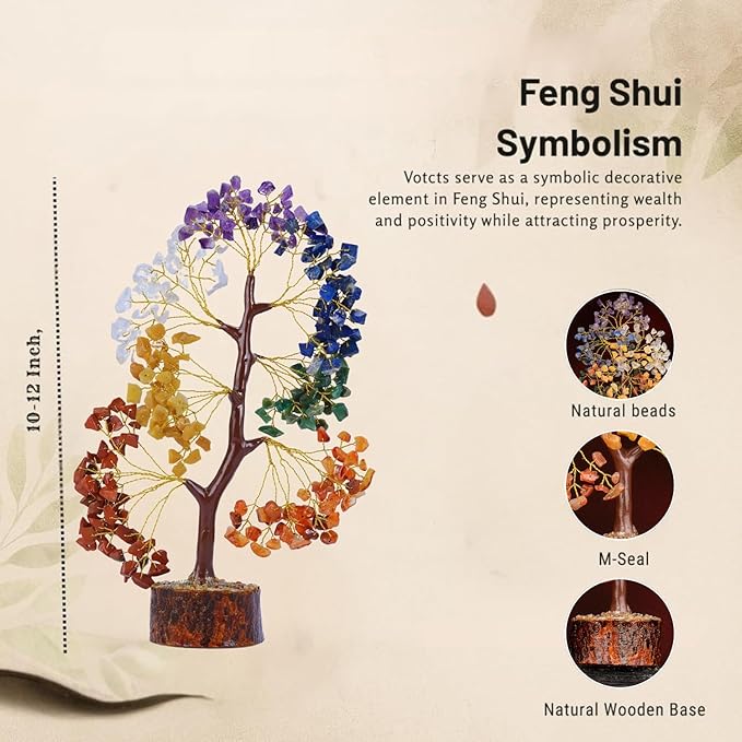 7 Chakra Crystal Tree of Life, Healing Crystal Trees for Home Decor, Office Desk Decor, Room Decor, Handmade Bonsai Tree for Positive Energy, Money, Good Luck Birthday Gifts for Women Plus 2 Necklaces