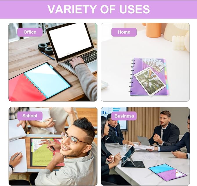 9 -Discbound Pocket Divider with 8 Tabs, 2 Set 7" X9.25 Inches Tul Notbook Binder Divider Folder Dis Planner Inserts for for Document Discbound System, Office Home School（16Pcs