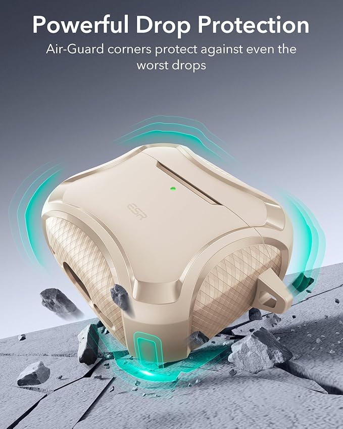 ESR for AirPods 4 Case, Compatible with AirPods 4th Generation Case (2024), Compatible with MagSafe, Powerful Drop Protection, Magnetic Lid, Cyber Series, Desert Titanium