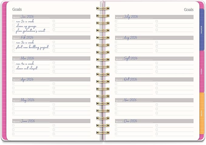 Orange Circle Studio Undated Tri-Tab Academic Planner 2026, Faire Flowers, Daily Notebook Journal, Cute Weekly and Monthly Calendar with Pocket, Stickers, Lined Pages for To Do lists and Planning