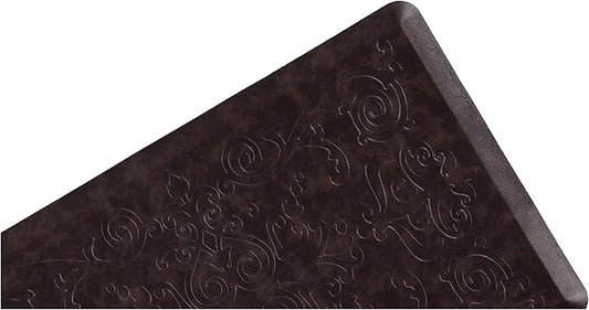 J&V TEXTILES Medallion Embossed Kitchen Mat Cushioned Anti Fatigue Floor Mat, Thick Non Slip Waterproof Kitchen Rugs and Mats,Heavy Duty Foam Standing Mat for Kitchen (Espresso, 20" X 39")
