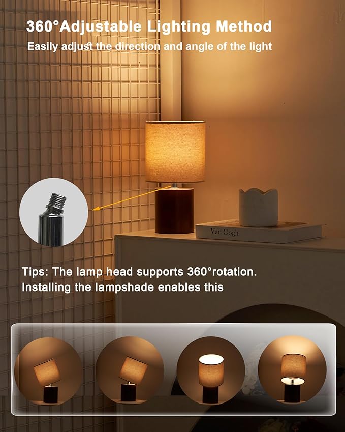 UMEXUS Rechargeable Cordless Table Lamp with Timer, Remote, Dimmer, Wood Small Battery Operated Lights Patio, Warm Bedroom Nightstand Lamp, RGB Ambient Lighting for Home Dinner Side End Table Kitchen