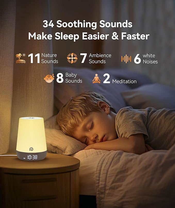 Dreamegg Nite 1 - Baby Sound Machine, Sleep Trainer, Night Light for Kids, Ok to Wake Alarm Clock, 34 Soothing Sounds, App Control, White Noise Sound Machine for Baby Kids Toddler Nursery(Joyous Bird)