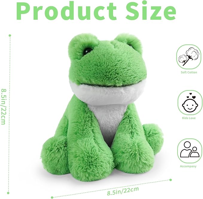 Plush Frog Sitting Toys Stuffed Animal, Realistic Frog Stuffed Animal Plush Toy Filled in Limbs 8.5 Inch Soft Huggable Gifts for Kids with Stuffed Animals Birthday Gift for Girls Boys