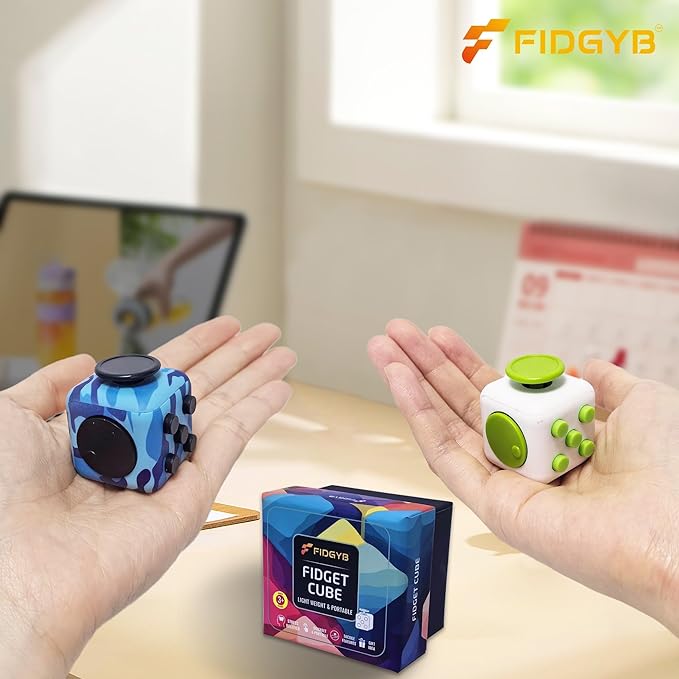 2PCS Cube Fidget Stress Relief Toy for Adults & Kids, Smooth, Quiet Sensory Toy for Anxiety, Focus & ADHD Idea[Camo+WG][2PCS]