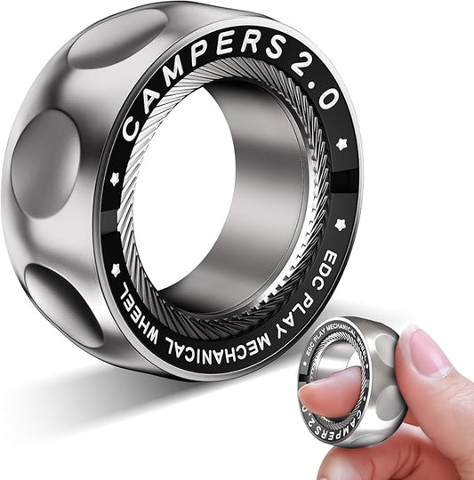 Upgrade Fidget Spinner for Stress Relief,Magnetic Fidget Spinner Rings with Rotating Sounds/Anti-Slip,Stainless Steel Ring Toy Stress Anxiety ADHD Relief Tool, Gifts for Adults and Teens