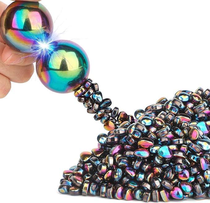 Magnet Slime Putty Party Favors, Fidget Toy Magnet Ferrite Putty Beads, Hematite Magnetic Stones Eggs with 1.26 inch Magnet Balls, Cool Desk Toy, EDC Toy Science Kit Gift