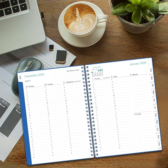 2026 Appointment Book & Planner - 2026 Daily Hourly Planner from January 2026 - December 2026, Weekly Appointment Book with 30-Minute Interval, Medium 6.4" x 8.5", Blue-B