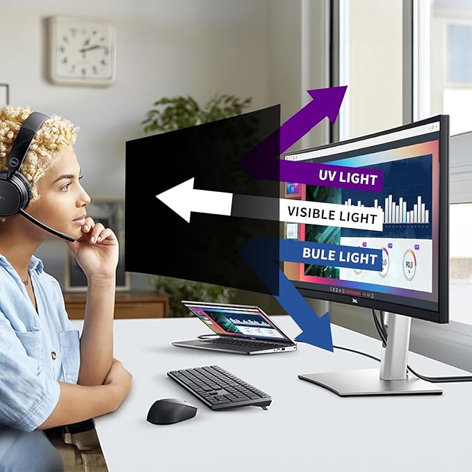 34 Inches Privacy Screen Filter for 21:9 Curved Ultrawide Monitor | Privacy Shield | Anti Glare & Anti-Blue Light | Eye Protection | Anti Spy | Computer Security Private Filter Protector