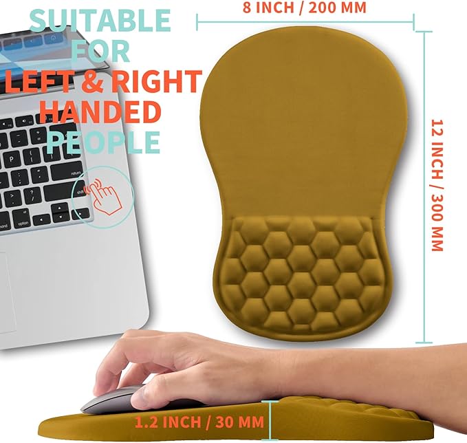 Ergonomic Mouse Pad Wrist Support with Memory Foam Massage Bulge, Carpal Tunnel Pain Relief Mousepad Wrist Rest for Mouse(12x8 inch, Golden Autumn)