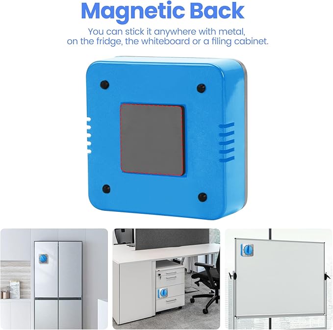 Kitchen Timers for Cooking, Chef Cooking Timer Clock with Loud Alarm,100% Mechanical Desk Timer - No Batteries Required -Magnetic Back, Exquisite Stainless Steel Body -Countdown Reminder Magnetic-Blue