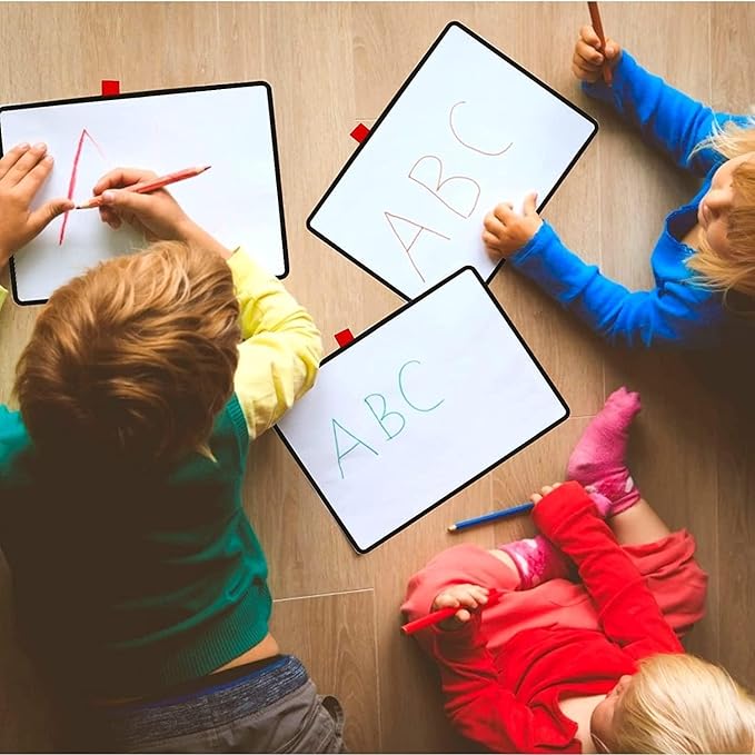 Desktop Dry Erase Board,12" X 9" Small White Board,Portable whiteboard with Stand, Marker and Eraser Wipe, A4 Notebook White Board Easel for Kids Drawing on Desk, for Students Shool (Black) (Black)