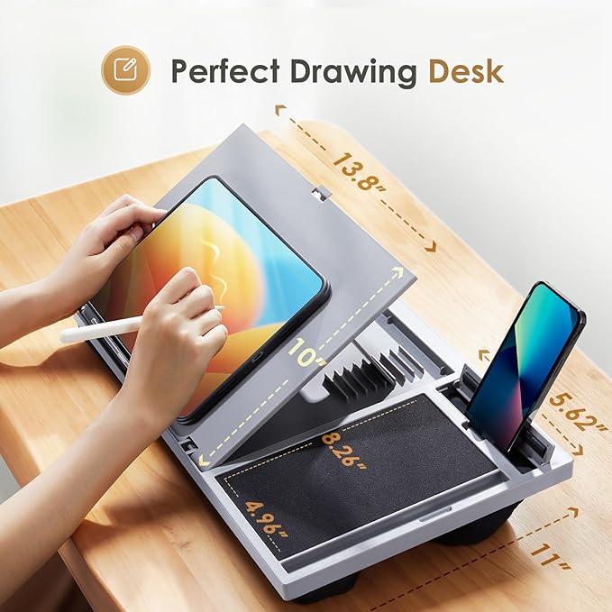 LORYERGO Adjustable Laptop Desk with Cushion, Mouse Pad & Cellphone Slot - Laptop Stand for Bed & Couch, Riser for Home & Office (Grey)