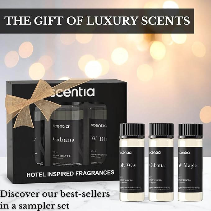 Hotel Diffuser Oil | Aromatherapy Fragrances Inspired by 5-Star Hotels | Luxurious Scents Gift Set - 3 x 20ml Bottles Set - The 1 Hotel Miami, W Hotel, The Ritz Carlton