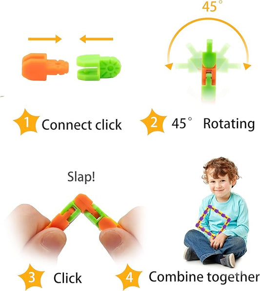 Ganowo 6 Pack Wacky Tracks - Snap Click Fidget Toys for Kids Adults ADHD Finger Sensory Autism Stress Relief