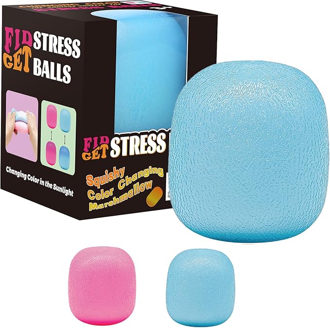 Fidget Toys Stress Balls for Kids & Adults - Changes Color in The Sun -Slow Rise Dough Ball - Fidgets for Classroom - Squishy Fidget Toys Stretchy Squeeze Stress Relief Balls for Anxiety (Dough Blue)