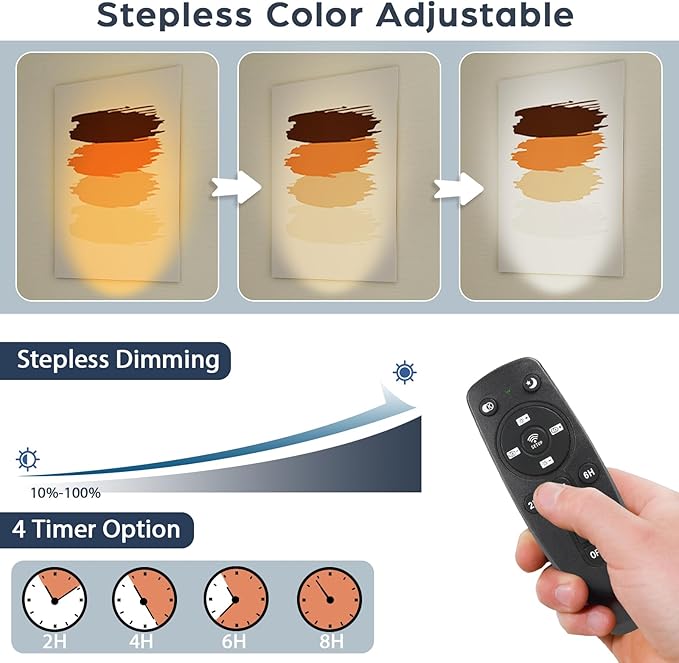 Junview 2Pack Spot Lights Indoor 8° to 60° Zoomable Focus Head Uplighting Indoor with Timer and Remote Stepless Adjustable Color Temperature and Dimmable Accent Up Lights for Plant Artwork Pictures