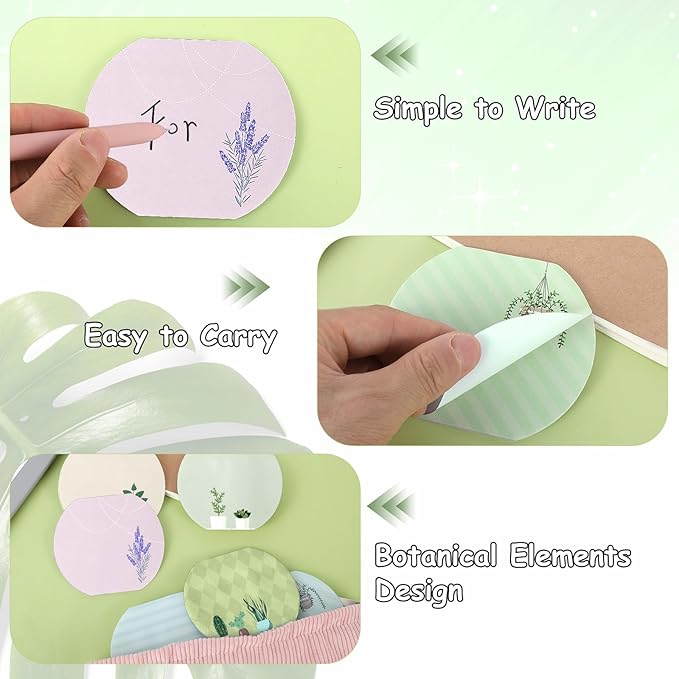 8Styles Plant Sticky Notes Cute, Spring Theme Note Pads Set, Fishbowl Shape Funny Leaf Sticky Notes, Aesthetic Succulent Notepads for School Office Work Supplies (50 Sheets Per Pad)