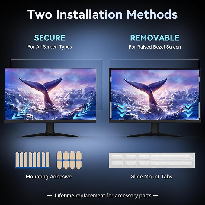 [2024 New] Fully Removable 24 Inch Privacy Screen Filter for 16:9 Widescreen Computer Monitor,Desktop PC,Eye Protection Anti Glare Blue Light Filter Privacy Shield,Anti Spy Screen Protector Film 24 In