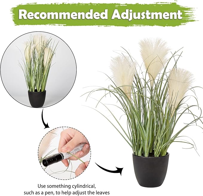 Briful Small Fake Plants 17" Faux Grass Plants Decor Artificial Potted Plants for Home Bathroom Office Desk Garden Indoor Decoration