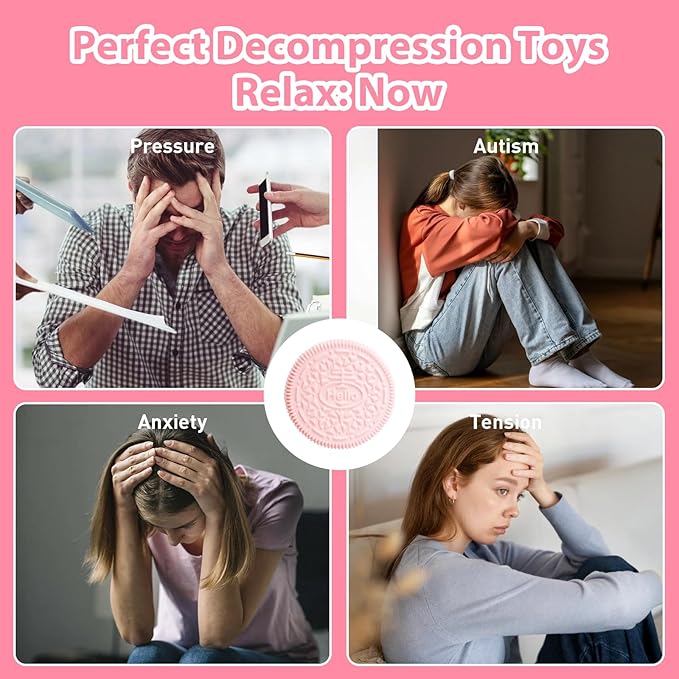 Squishy Toys, Taba Squishies Fidget Toys for Kids, Stress Balls for Adults, Sensory Toys for Autism, Squeeze Gifts, Anxiety Relief Party Favors for Girls & Boys (Large Pink Cookie)