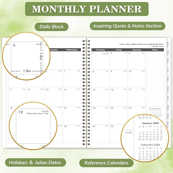 2026-2028 Monthly Planner/Calendar - 3 Year Monthly Planner 2026-2028, Jan 2026 - Dec 2028, 9" x 11", 2026 Calendar Planner with Tabs, Inner Pocket, Holidays, Notes Pages