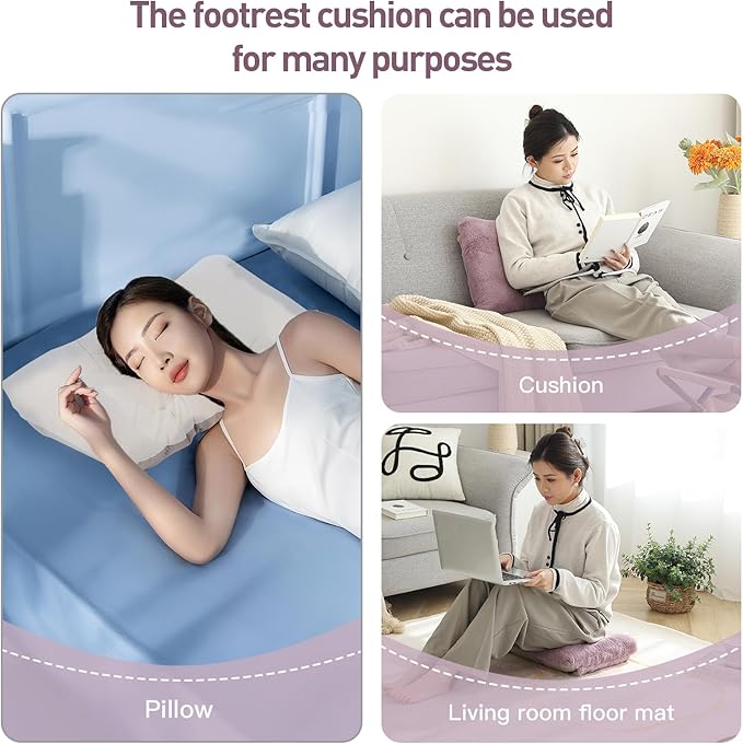 LITA Folding Footrest Stool, Portable Ottoman Foot Rest, Upholstered Small Foldable Ottoman Stool with Detachable Thick Cotton Cushion Padded Sofa Stool for Living Room, Bedroom, Plush Purple