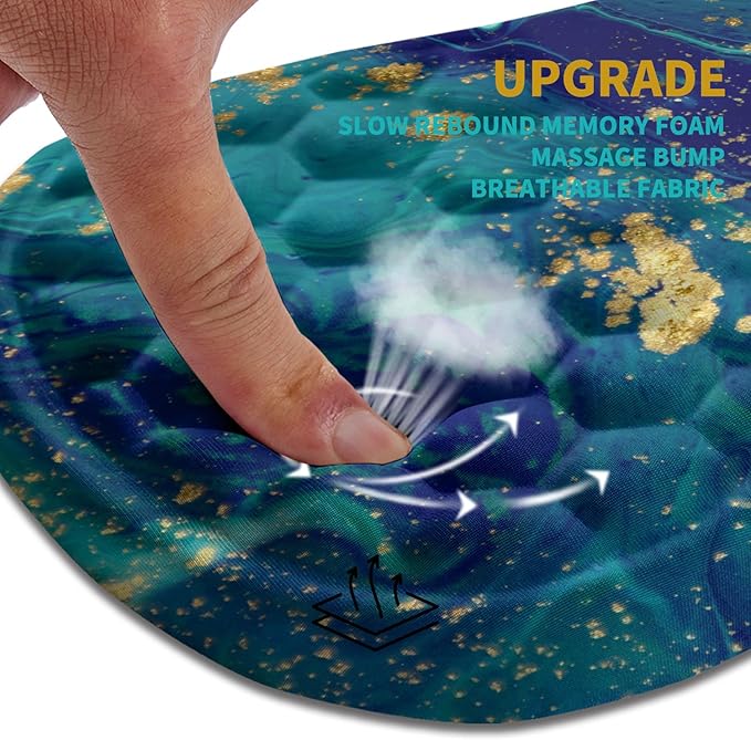 Hokafenle Ergonomic Mouse Pad Wrist Support, Wrist Rest Mousepad for Carpal Tunnel Pain Relief with Integrated Memory Foam Slope Massage Bulge (11.8x7.9 inch,Blue Gold