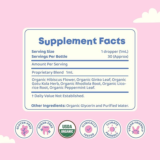 JoySpring Genius Drops - Organic Focus Drops for Kids | Clinically Proven Focus Supplement Helps Kids Perform Better in School | Liquid Herbal Supplement with Ginkgo Biloba (4 fl oz) 120 Servings