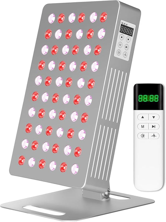 Red Light Therapy for Face and Body, 630nm 660nm 810nm 830nm 850nm Near Infrared Light Therapy Panel, 60 Dual Chip High Power LED Device, 5 Wavelength LED Light Therapy for Skincare, Sleep, Pain