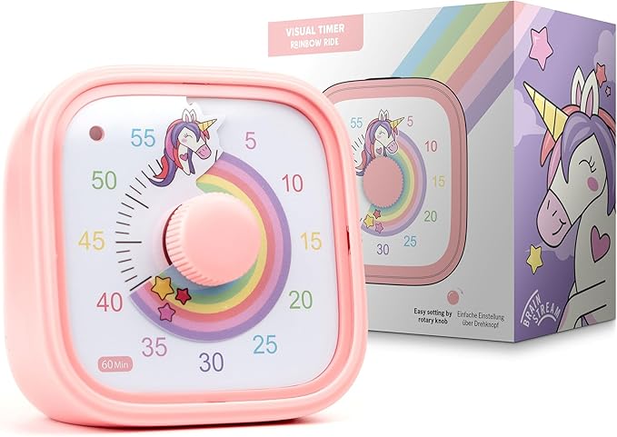 Visual Timer for Kids – Silent Time Management – 60 Minute Countdown – Focus and Productivity Tool – for Classroom, Toddlers, Study, Toothbrush – Fun Design – Adjustable Alarms (Pink)