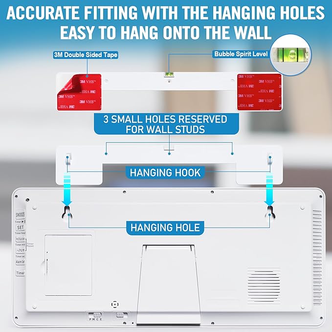 TXL 18.44" Large Amotic Digital Wall Clock with Backlight, Battery Operated Alarm Clock with Day, Date & Temperature, Jumbo Display Digital Count Up Down Timer Clock for Hoom,Classroom Room,Office