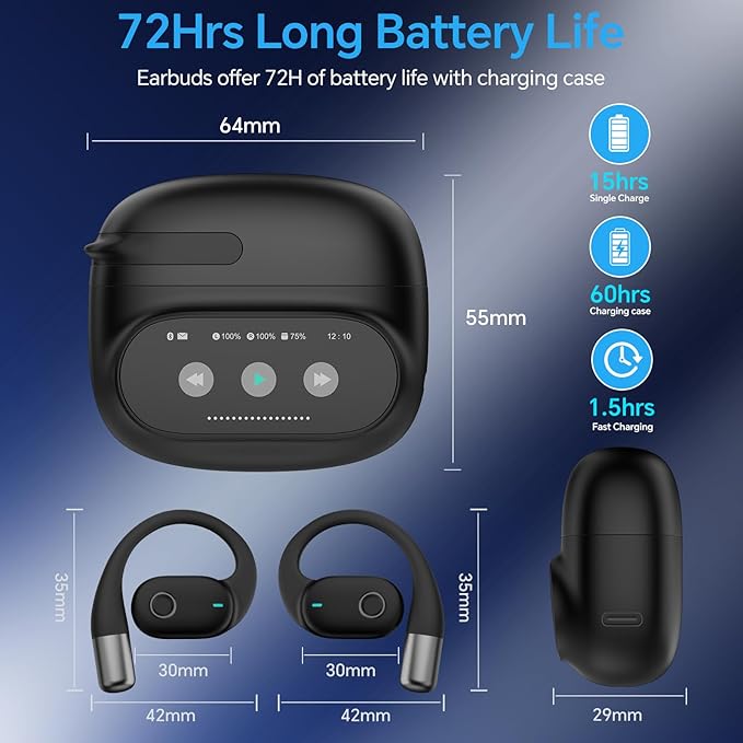 AI Translation Earbuds Real Time,164 Language Translator EarBuds with LED,Wireless Earphones Bluetooth Headphones, Audifonos Traductores de Inglés Español, Translating Device for Business Travel Study