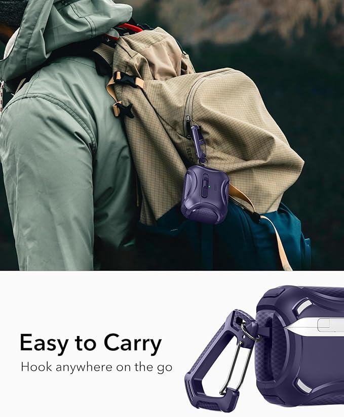 ESR for AirPods Pro 2 Case (2023/2022/2019, 2nd/1st Gen), Compatible with AirPods Pro 2nd Generation (USB-C/Lightning Cable), Effortless MagSafe, Drop-Proof Lock, Easy Open, Cyber Series,Purple