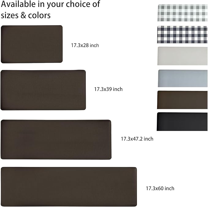 Anti Fatigue Kitchen Rugs Kitchen Mats for Floor,Cushioned Non-Slip Waterproof Ergonomic Comfort Rug Standing Mat for Kitchen,Doing Dishes,Floor,Home,Office,Sink,Laundry,Brown,17.3"x47.2"