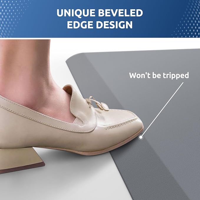 KitchenClouds Kitchen Mat Cushioned Anti Fatigue Rug 20"x32" Waterproof, Non Slip, Standing and Comfort Desk/Floor Mats for House Sink Office (Grey)