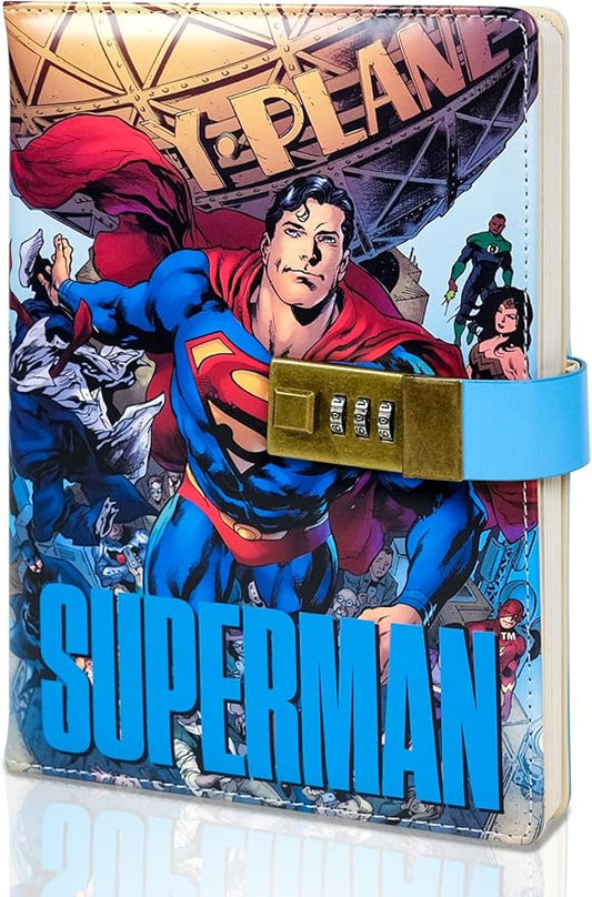 Superhero Diary with Lock for Boys – Comic-Inspired PU Leather Notebook Journal with Lock 228 Pages – Locked Diary Planner Organizer for Boys, Girls, Teens, Fans, School or Gift Use