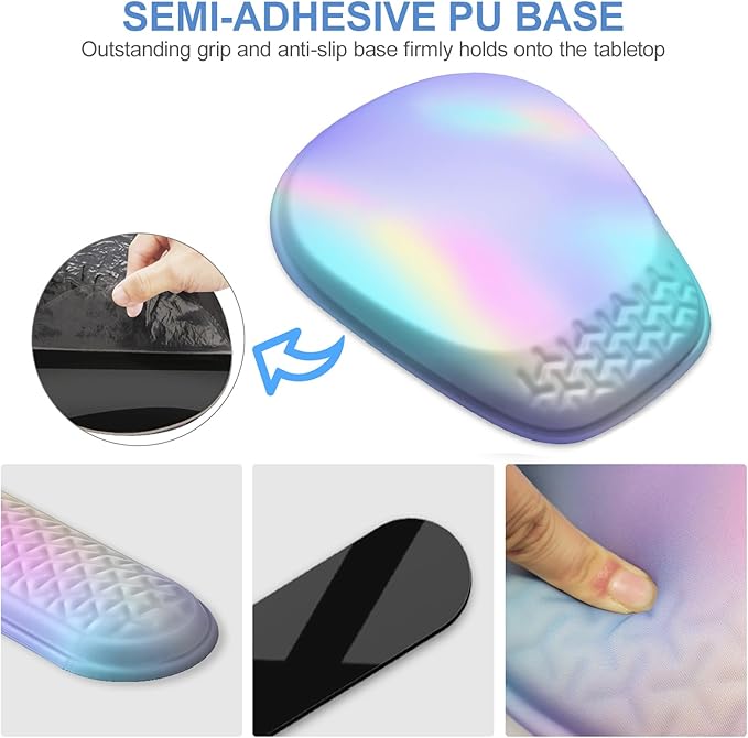 Mouse Pad with Wrist Rest, Comfortable Memory Foam Wrist Rest for Computer Keyboard, Ergonomic Mouse Pad Set for Easy Typing & Pain Relief - Gradient Blue Pink