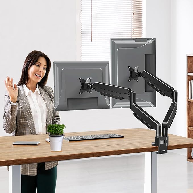 MOUNT PRO Dual Monitor Stand for Max 43 Inch Ultrawide Computer Screen, Premium Aluminum Heavy Duty Monitor Arm Holds 6.6lbs to 33lbs, Gas Spring Full Motion Display Desk Stand, VESA Mount