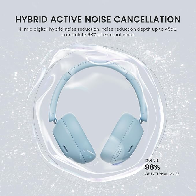 OneOdio Focus A5 Wireless Over-Ear Headphones, Hybrid Active Noise Cancelling, 75H Playtime, Hi-Res LDAC Wireless Audio, Bluetooth 5.4, Built-in Mic for Clear Calls, Low Latency Game Mode