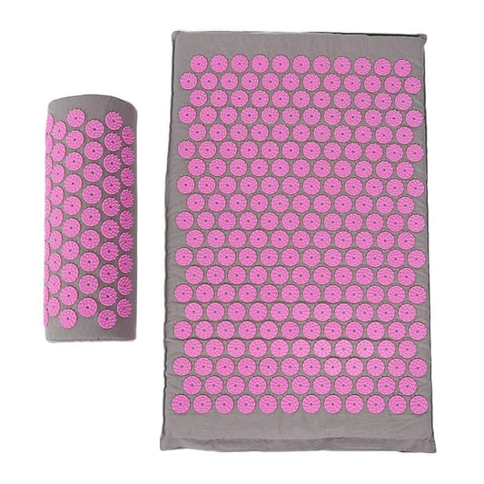 Acupressure Mat and Pillow Set for Back Neck and Muscle Relaxation Yoga Mat Acupressure Massage Pad 68 x 42 cm(Light Gray Buckle)