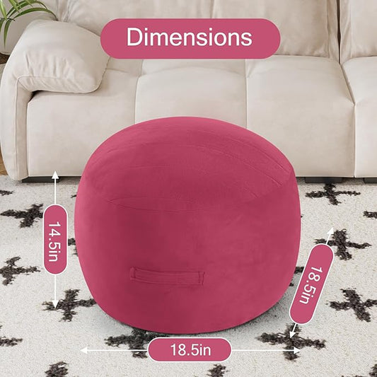 MeMoreCool Round Stuffed Pouf Ottoman Foot Rest, Floor Pouf Foot Stool with Soft Foam Chunk Filling, Small Round Ottoman Footstool Circle Footrest for Living Room